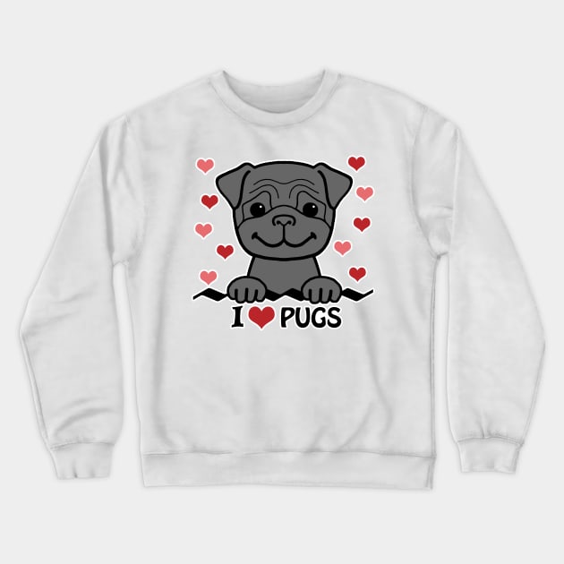 I Love Pugs Crewneck Sweatshirt by AnitaValle